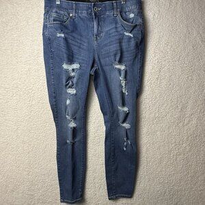Torrid Bombshell Skinny Jeans Size 14R Premium Stretch Distressed Denim 35x27.5